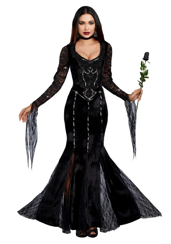Fantasia de mamãe Morticia Familia Addams – Women’s Mortuary Mama Costume