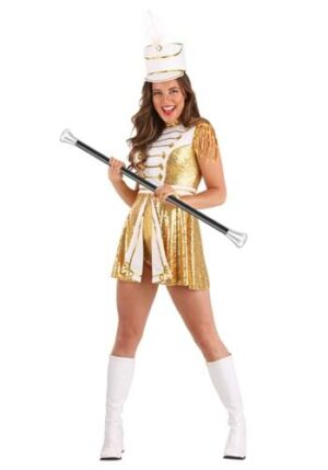 Fantasia de banda marcial de Majorette de Ouro para mulheres- Golden Majorette Marching Band Costume for Women