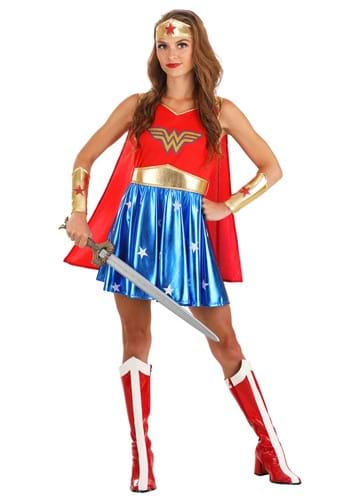Fantasia de mulher maravilha com capa para adultos – Caped Wonder Woman Costume for Adults