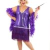 Fantasia feminino plus size roxo ametista melindroso – Women’s Plus Size Amethyst Purple Flapper Costume