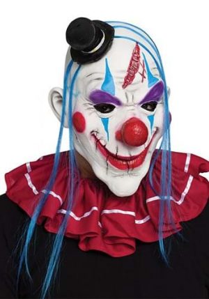 Máscara de palhaço do mal vermelho e azul para adultos- Red and Blue Evil Clown Mask for Adults