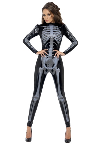 Fantasia de macacão feminino de raio-x com esqueleto – Women’s X-Ray Skeleton Jumpsuit Costume