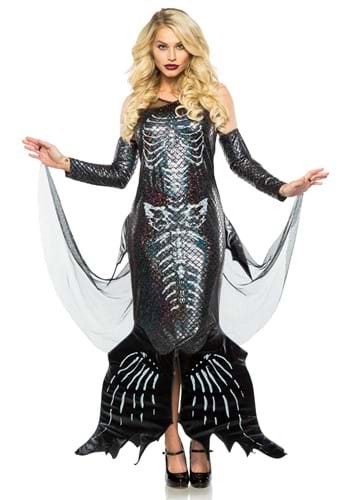 Fantasia de sereia feminina com esqueleto – Glamour Skeleton Women’s Mermaid Costume