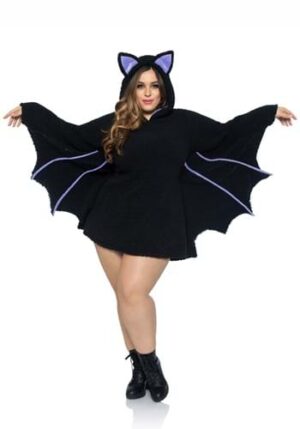 Fantasia feminino Plus Size de Morcego- Women’s Poncho Plus Size Moonlight Bat Costume