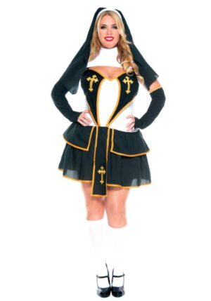 Fantasia feminino de freira sedutora Plus Size-Women’s Plus Size Flirty Nun Costume