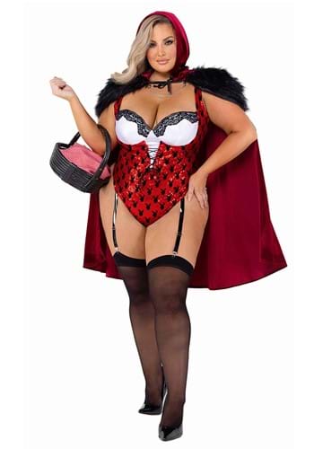 Fantasia sexy de Coelhido da Playboy com capuz vermelho Plus Size- Women’s Plus Size Playboy Bunny Red Riding Hood Costume