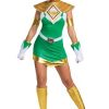 Fantasia feminino Power Rangers Deluxe Green  – Women’s Power Rangers Deluxe Green Ranger Costume