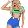 Fantasia sexy feminina Luigi – Sexy Piece Green Gamer Babe Costume for Women